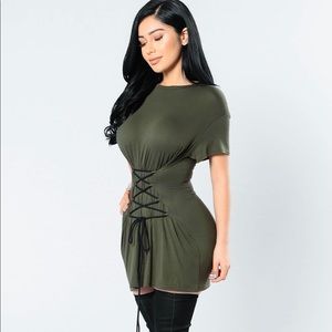 Olive Green Corset Tunic Dress